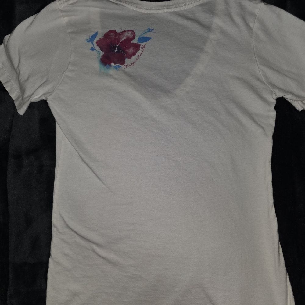 Margaritaville White V-Neck Tropical Palm & Hibiscus Graphic Tee - Picture 5 of 6